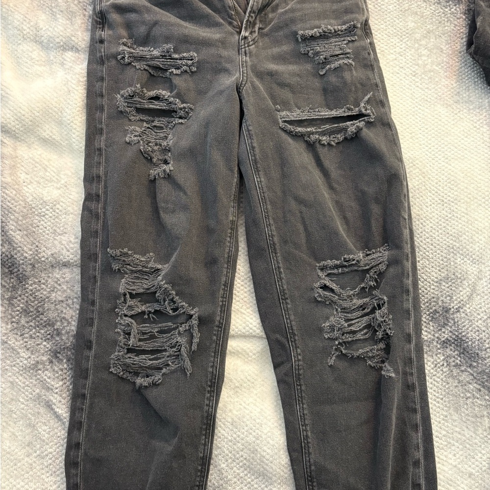American Eagle Outfitters Distressed Black Straight Leg Jeans